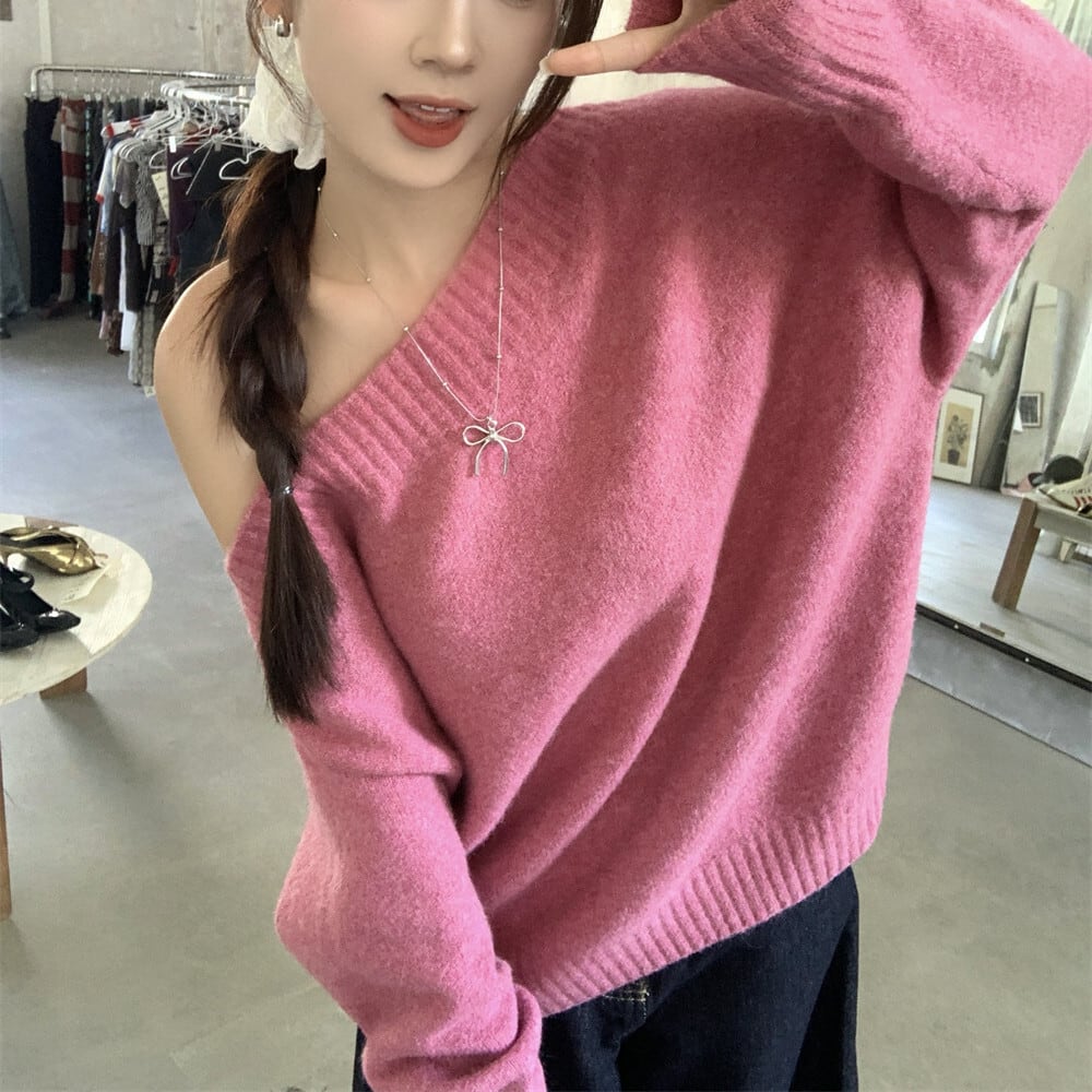【tops】オフショルダーニットセーター　M26982