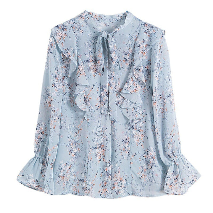 【tops】フリル花柄シャツトップス　M18310
