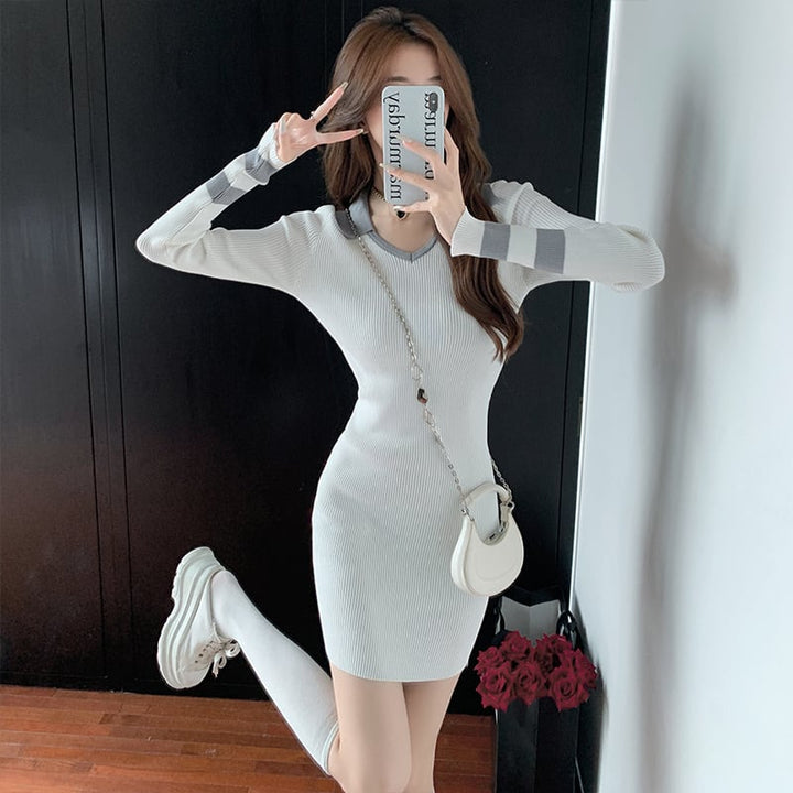 【dress】大人らしい ニットワンピース韓国系着心地良い　M17539