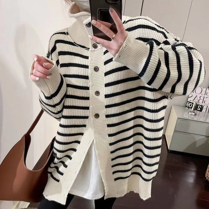 【outer】ボーダー柄ニットカーデ　M27153