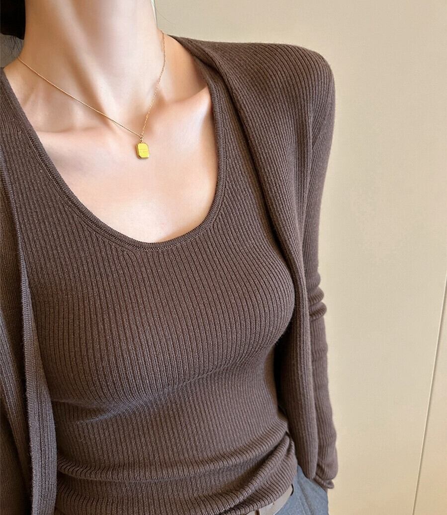 【set】カーディガン×タンクトップニットセット　N2811