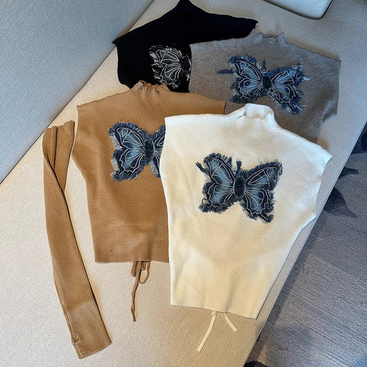 【tops】蝶ニットトップスアームカバー付き　M18077