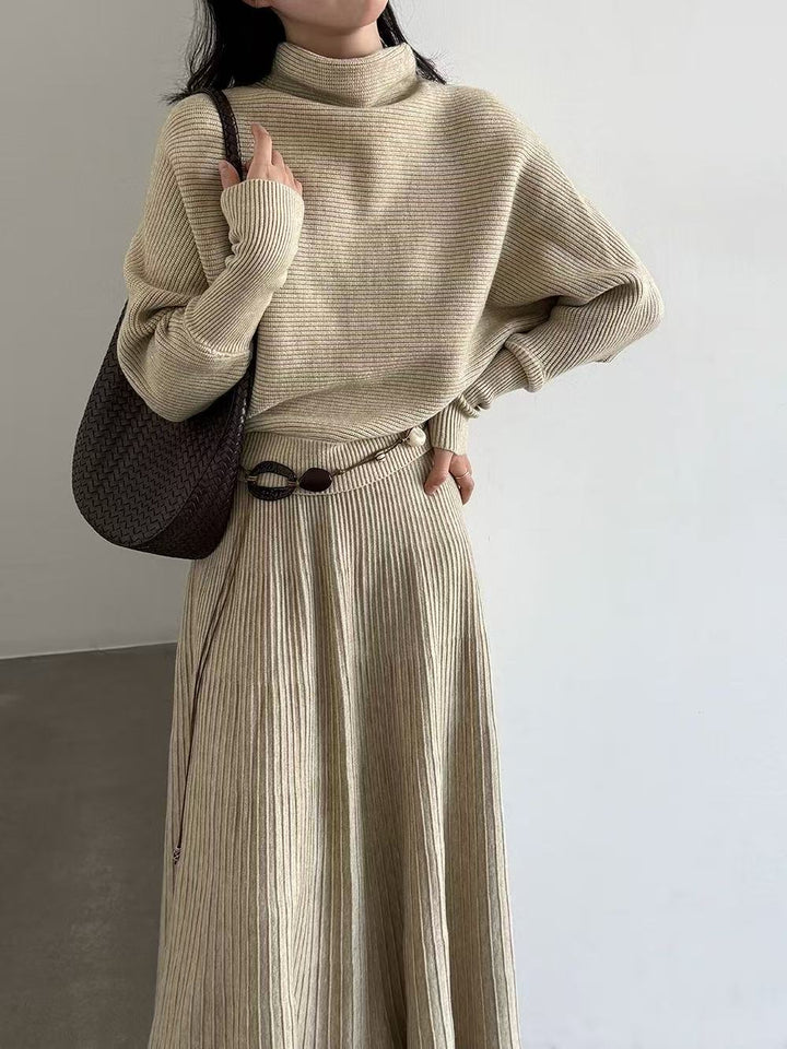 【set】ニットトップス×ロングスカートセット  K0655