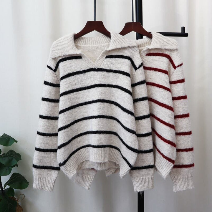 【tops】ボーダー柄ニットセーター　M27522