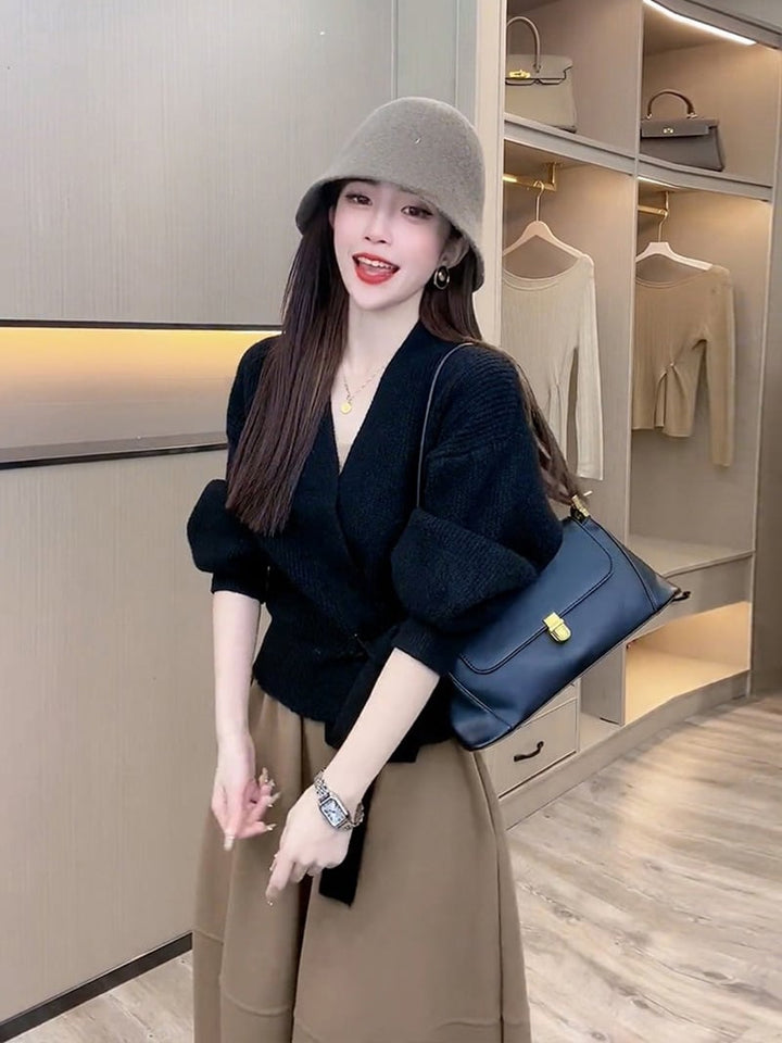 【tops】カシュクールニットセーター　M17866
