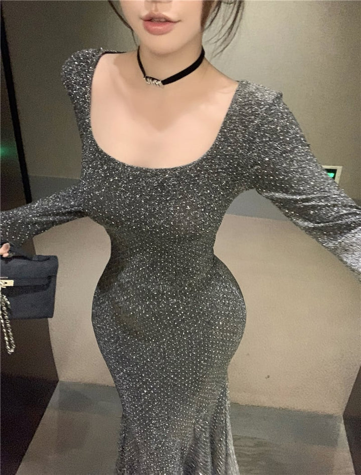 【dress】ビジューマーメイドワンピース　M26179