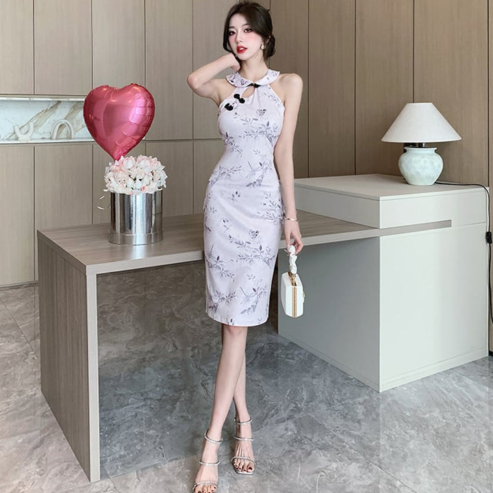 【dress】おしゃれ大人気ノースリーブプリントワンピース　M17177