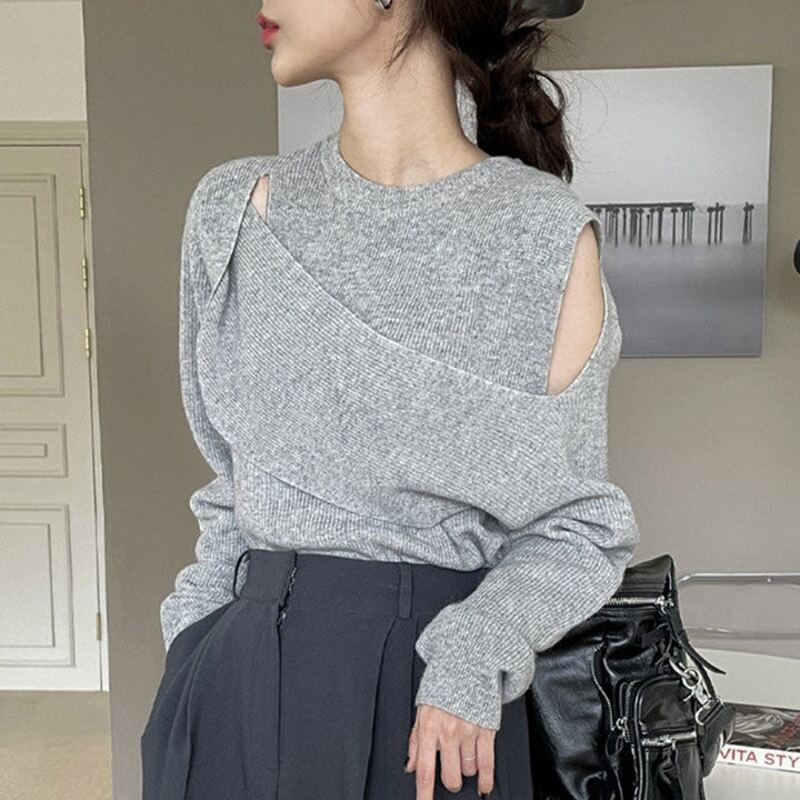 【tops】オフショルダーニットトップス　M18695