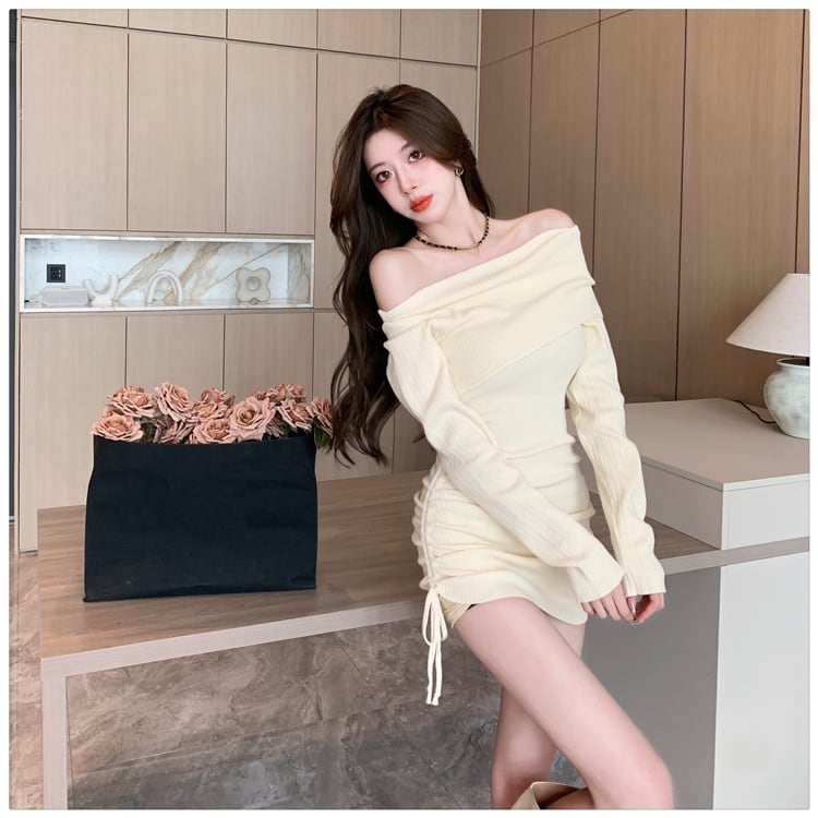 【dress】女子力アップエレガントニットワンピース　M17465