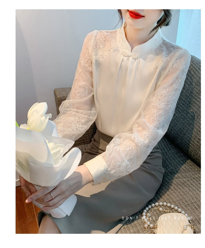【tops】今季マストバイエレガントレースシャツトップス　M16981