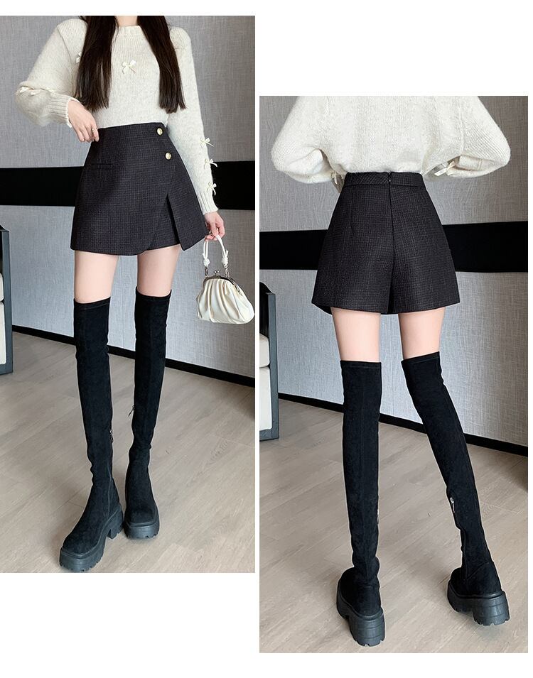 【bottoms】ハイウエストキュロットパンツ　M28256