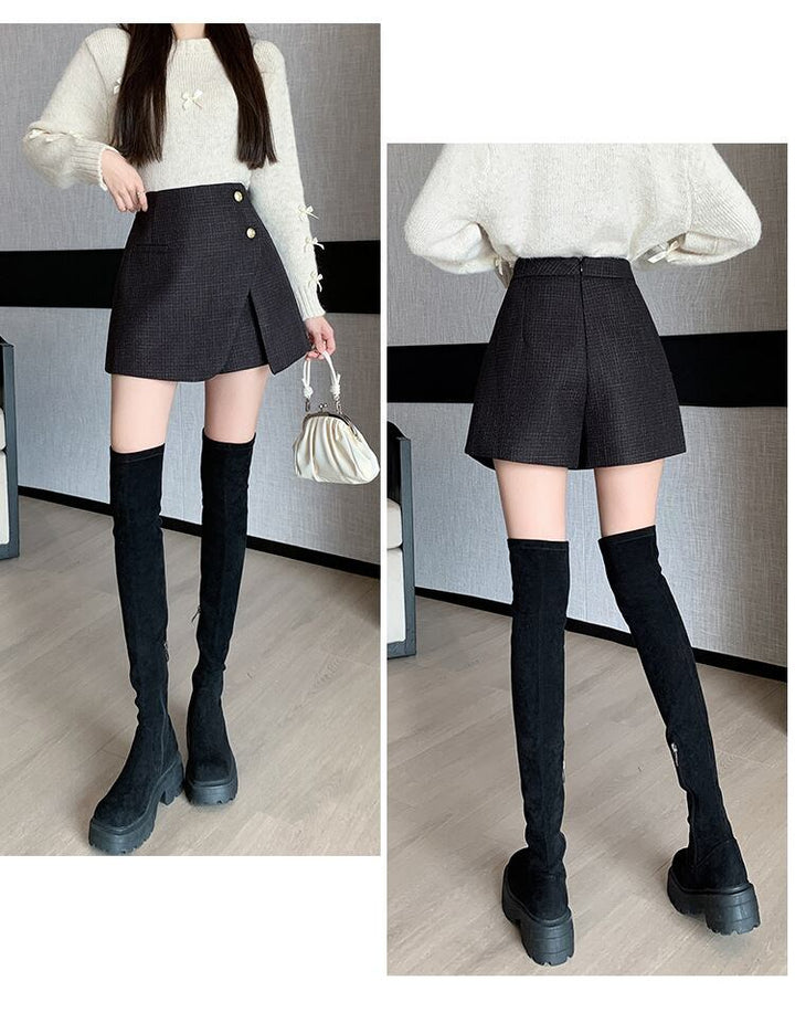 【bottoms】ハイウエストキュロットパンツ　M28256