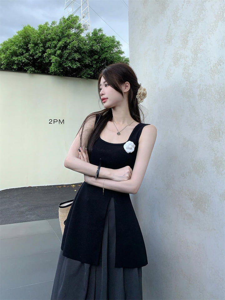 【tops】スリットニットキャミソール　M24844