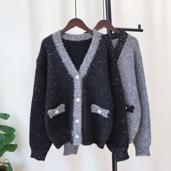 【outer】スパンコールニットカーデ　M27902