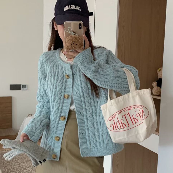 【outer】クルーネックニットカーデ　M18194