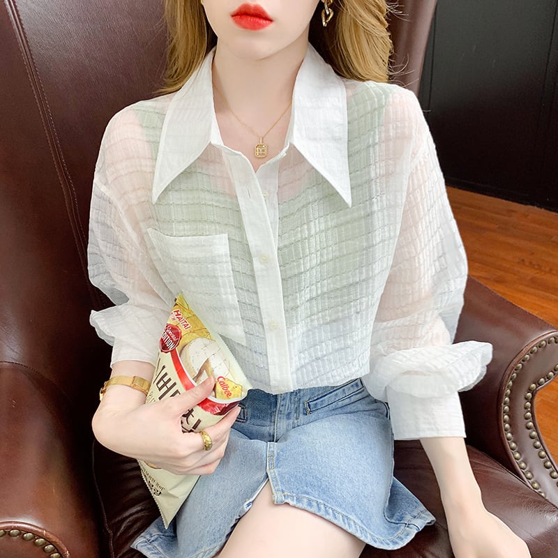 【tops】3色シャツトップス韓国系着心地良いゆったり　M16893