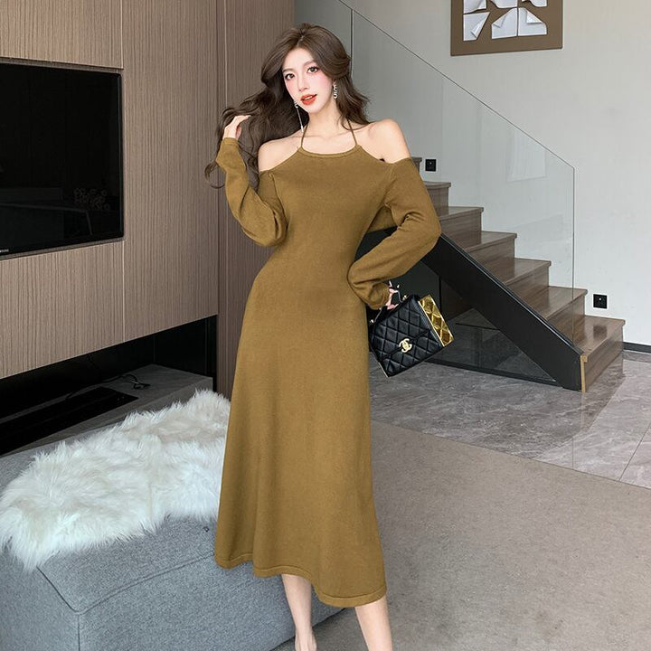 【dress】オフショルダーニットワンピース　M18760