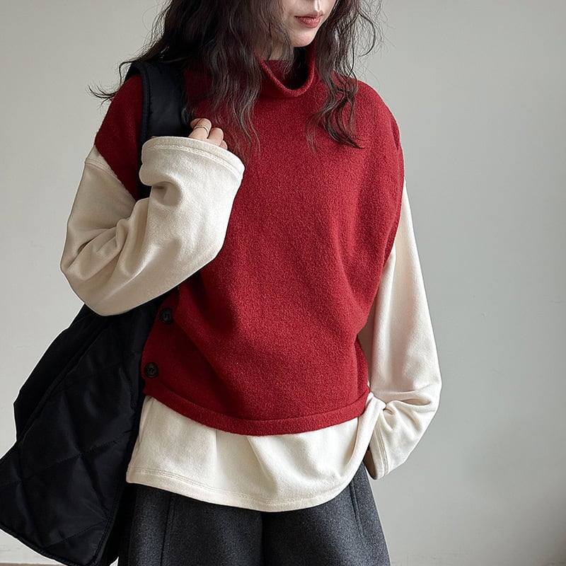 outer】ハイネックニットベスト Q7095 – NANASTYLE
