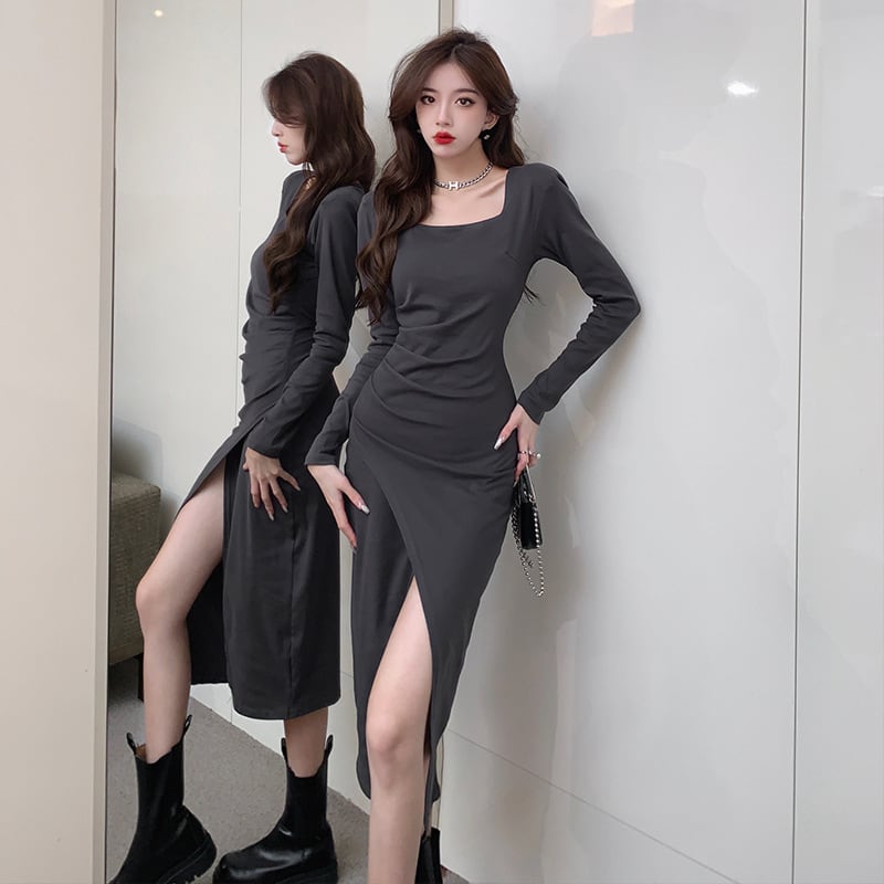 【dress】今季マストバイファッションスリットワンピース　M17015