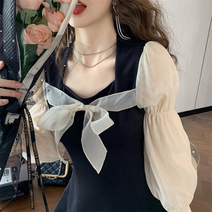 【dress】大人らしい エレガント切り替えデートワンピース　M17360