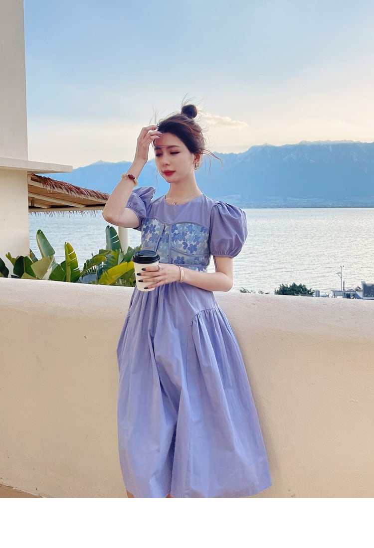 【dress】主役級スウィートパフスリーブワンピース超人気　M16858