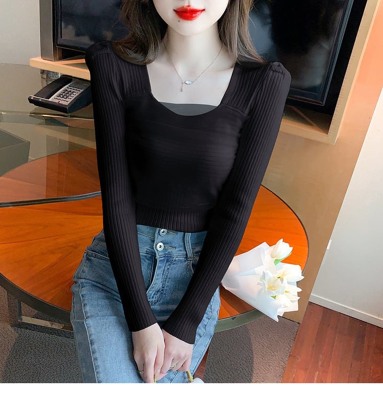 【tops】チュールドッキングニットトップス　M27555