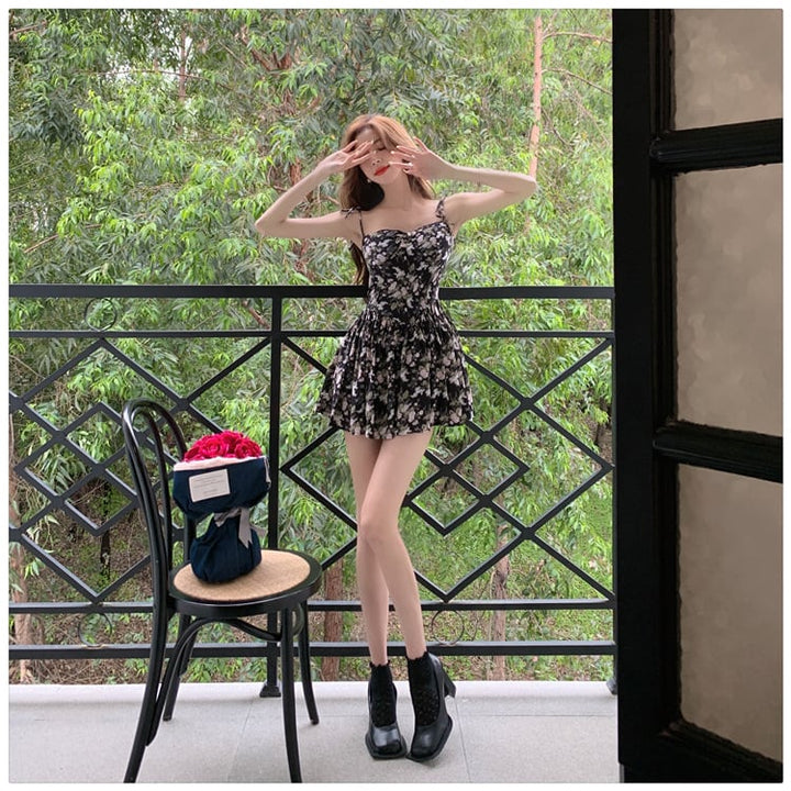 【dress】細身効果抜群♪花柄キャミワンピースオシャレ　M17224