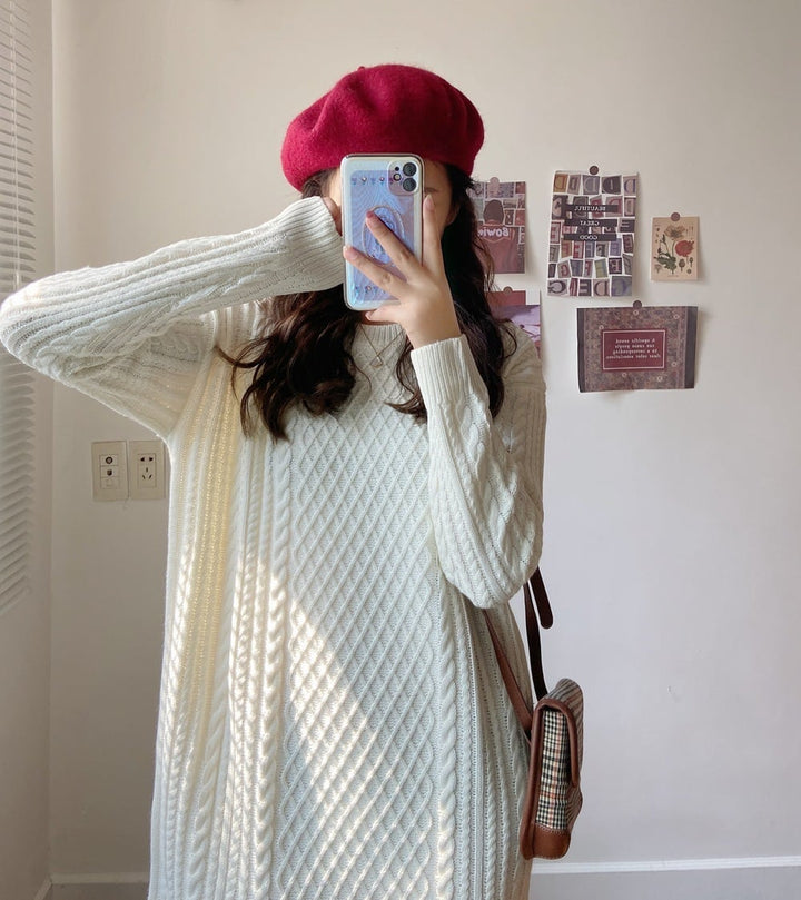 【dress】クルーネックニットワンピース　M18204