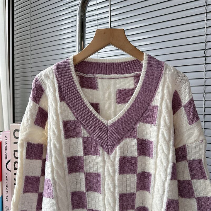 【tops】Vネックニットセーター　M18573