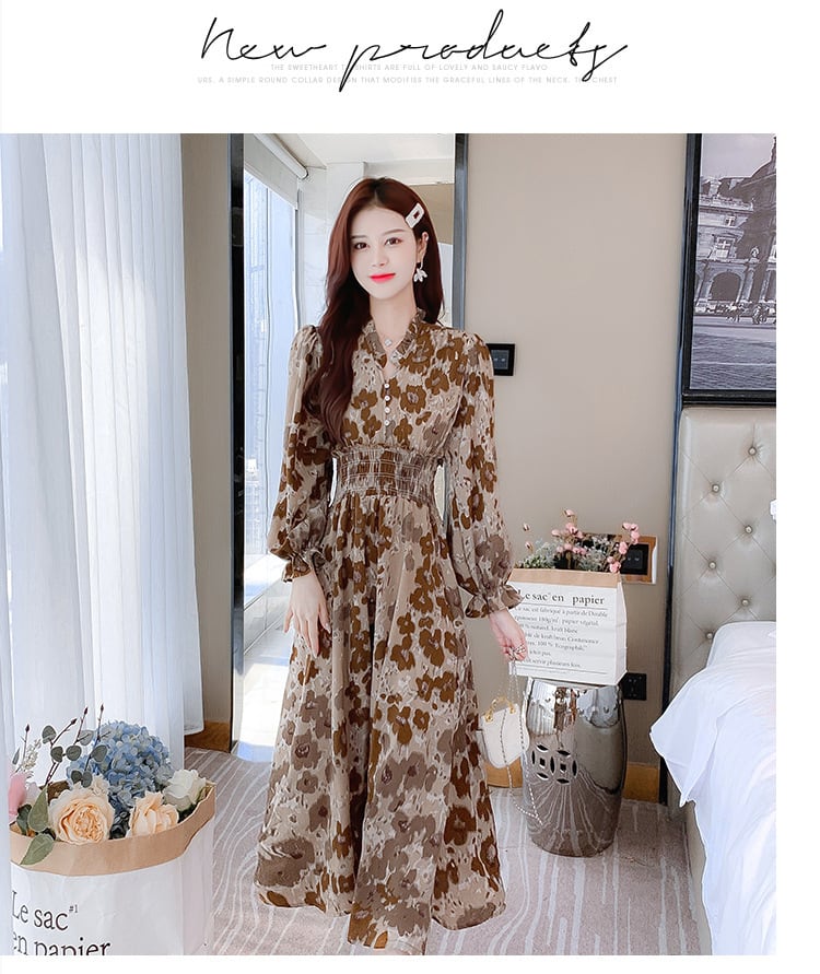 【dress】大人らしい エレガントプリントワンピース　M17440