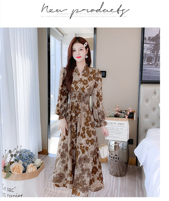 【dress】大人らしい エレガントプリントワンピース　M17440