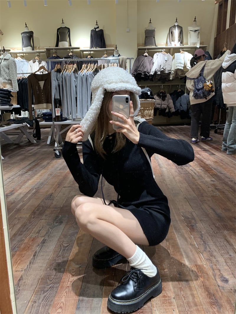 【dress】フード付きニットワンピース　M26906