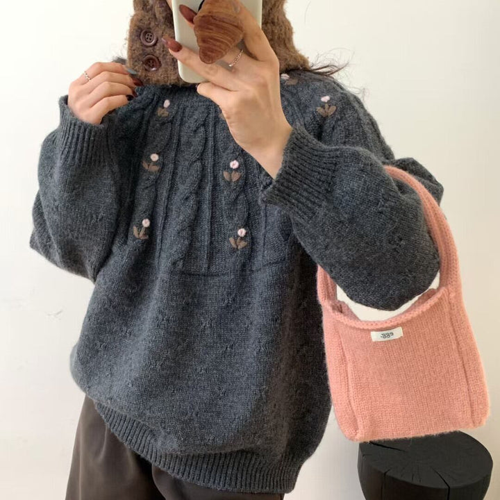 【tops】刺繍ニットセーター　M27837