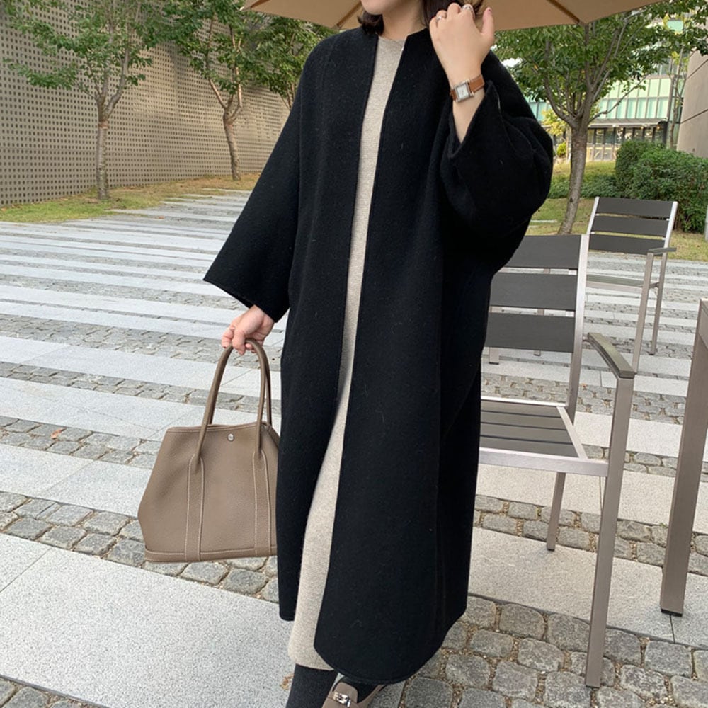 【outer】Vネックカラーコート　M17911