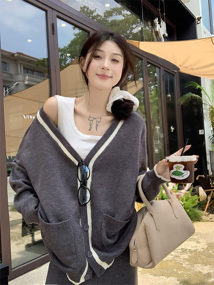【set】ニットカーデ×ワイドパンツセット　M26984