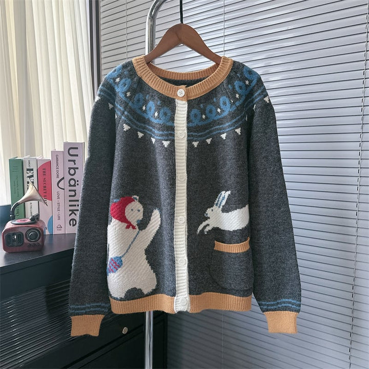 【outer】カートゥーンニットカーデ　M25644