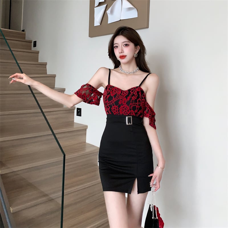 【dress】細身効果抜群♪切り替えセクシーキャミワンピース　M17166