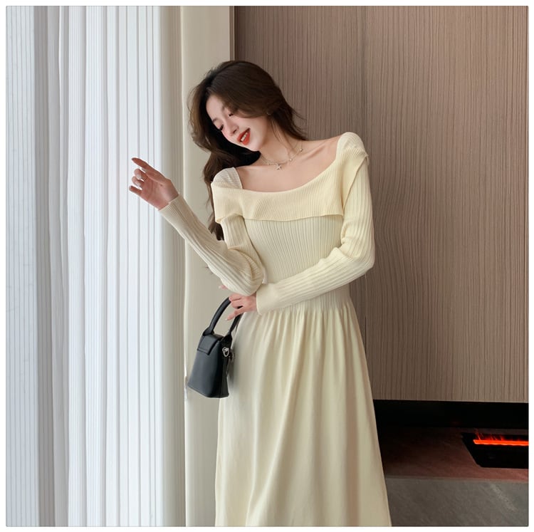 【dress】無地ニットワンピース　M17975