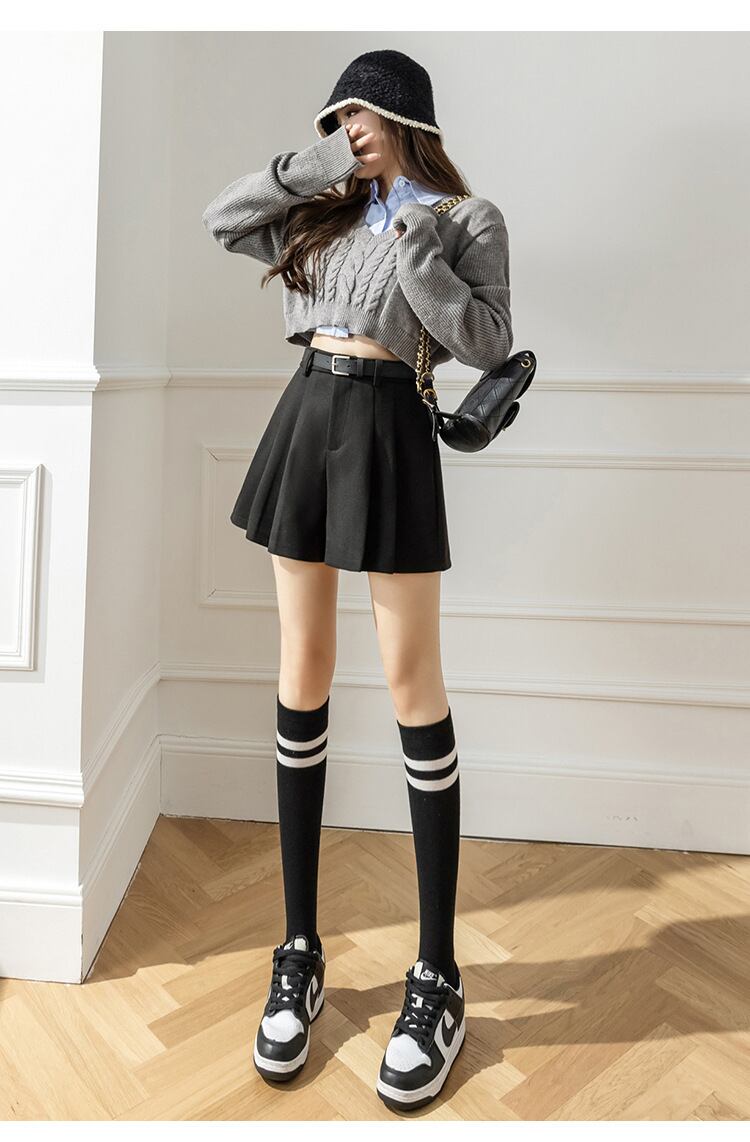 【bottoms】ハイウエストキュロットパンツ　M27765