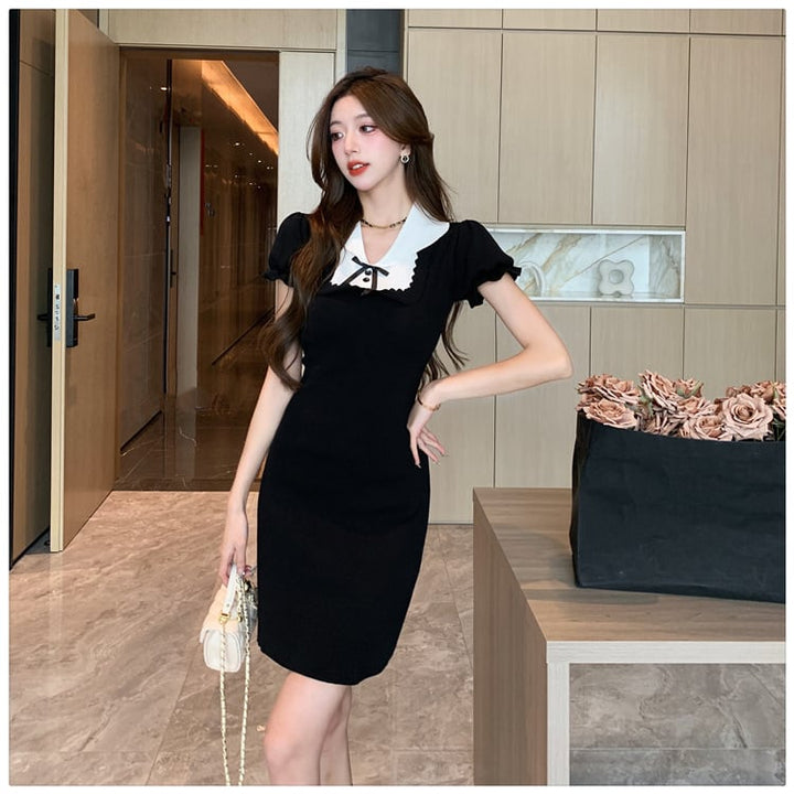 【dress】気質満点大人可愛い薄手ニットワンピース着瘦せ　M16874