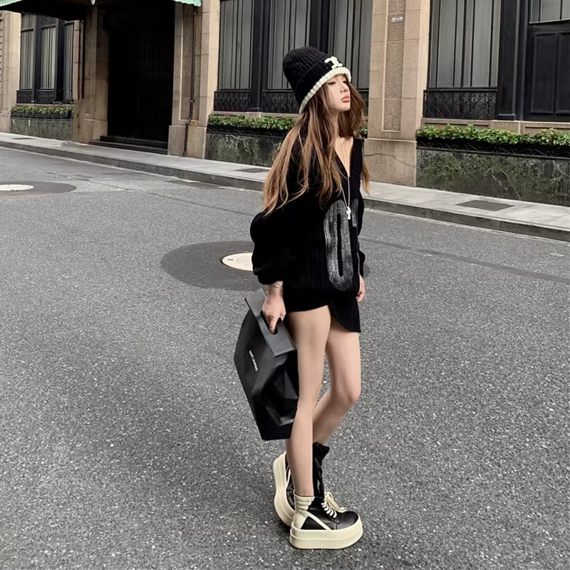 【tops】Vネックニットトップス Q8180