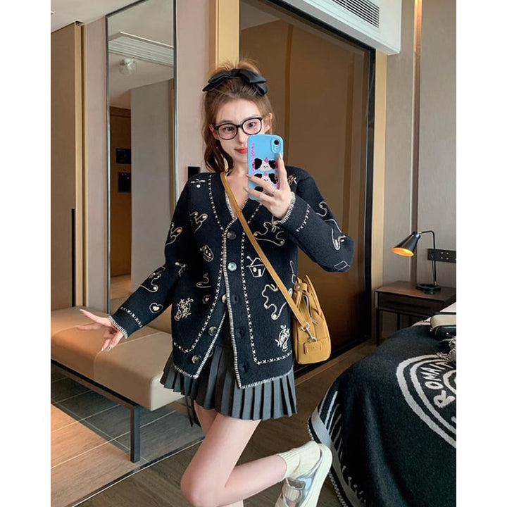 【outer】Vネックニットカーデ　M26381