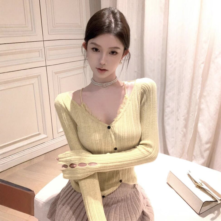 【tops】ドッキングニットトップス　M28694