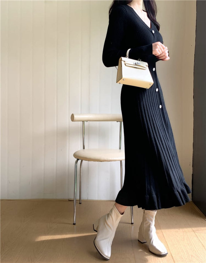 【dress】Vネックニットワンピース　M26694