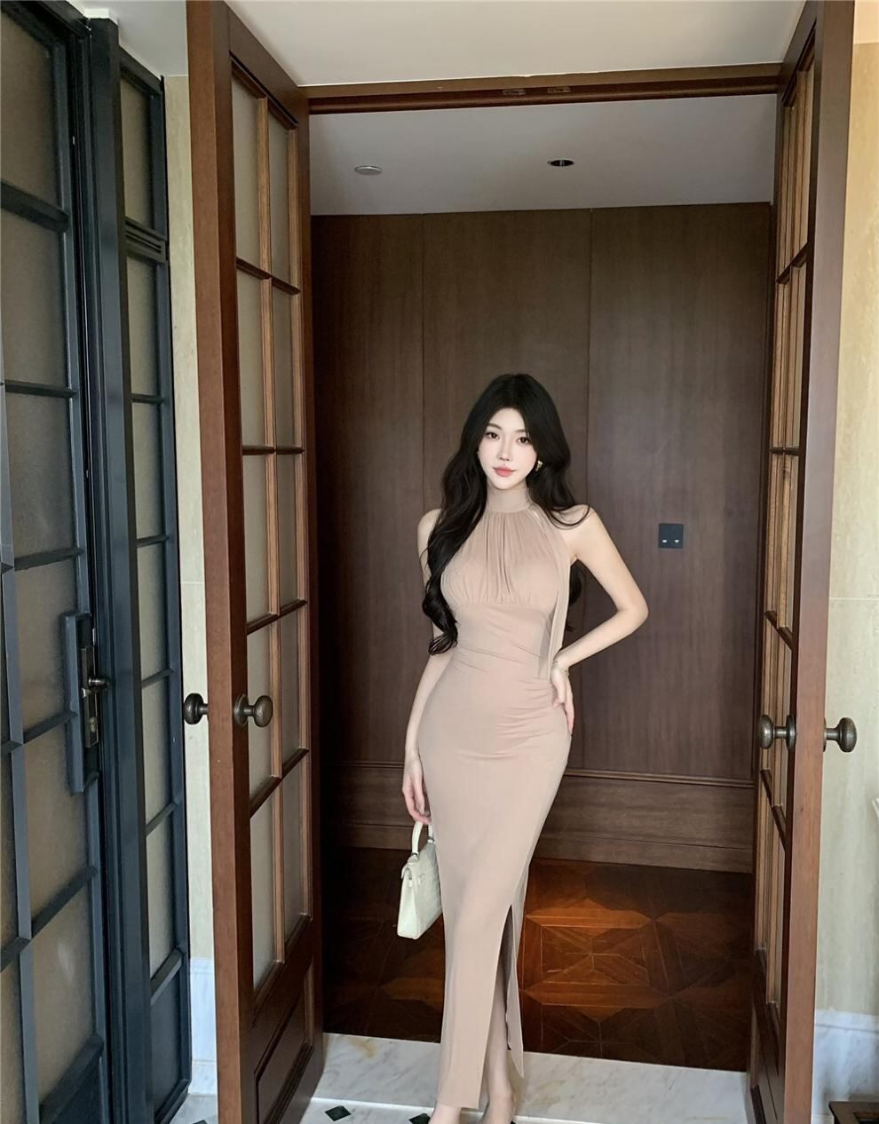 【dress】ノースリーブロングワンピース Q8082