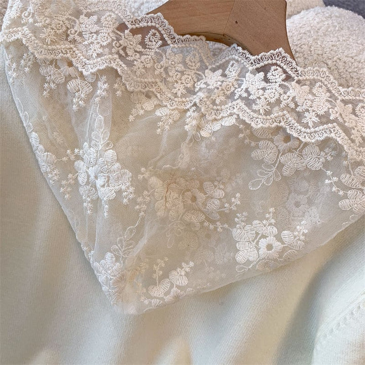 【tops】レース切り替えニットトップス　M28053