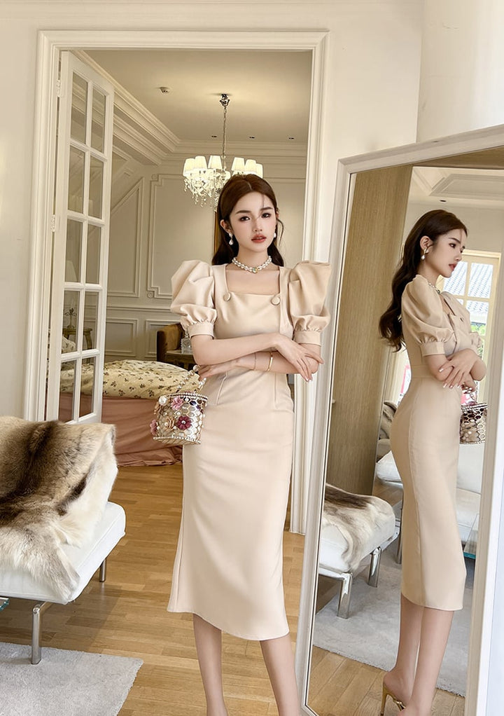 【dress】パフスリーブワンピース　M23076