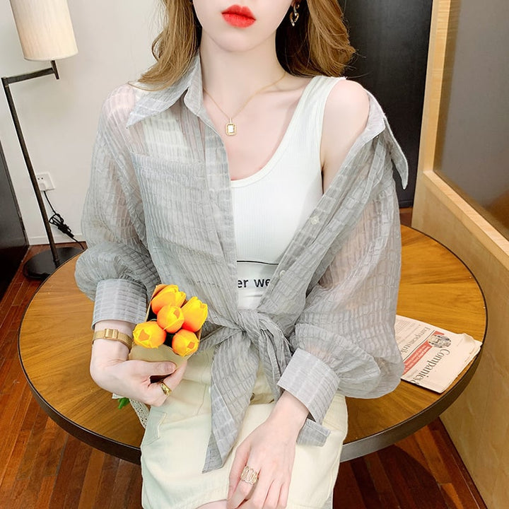 【tops】3色シャツトップス韓国系着心地良いゆったり　M16893