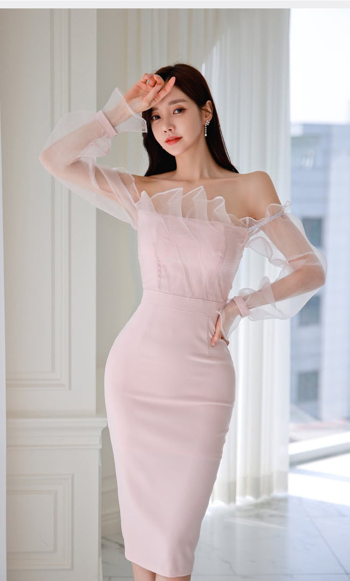 【dress】おしゃれ！エレガント切り替えワンピース　M17608