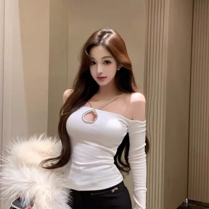 【tops】ホルターネックフロントカットトップス Q7808